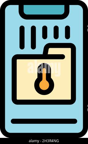 Secured smartphone folder icon. Outline secured smartphone folder vector icon color flat isolated Stock Vector