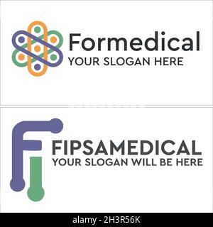 Modern medical system company initial letter tech people logo design Stock Vector