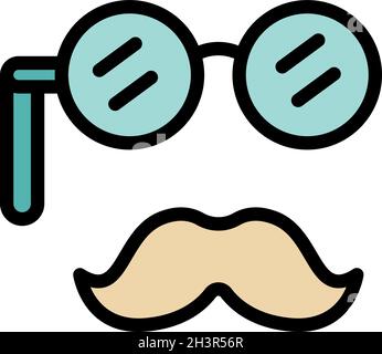 Old mustache personal traits icon. Outline old mustache personal traits vector icon color flat isolated Stock Vector