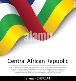 Waving flag of Central African Republic on white background. Banner or ribbon vector template for independence day Stock Vector