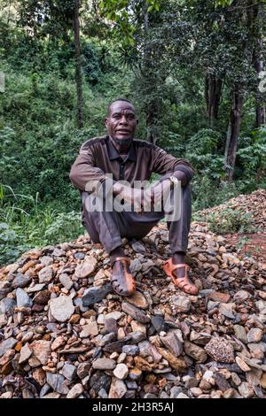 Illegal artisanal gold mining in Ethiopia, Africa Stock Photo