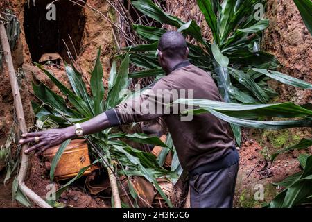 Illegal artisanal gold mining in Ethiopia, Africa Stock Photo