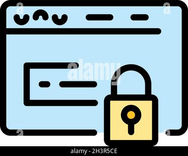 Web safe authentication icon. Outline web safe authentication vector icon color flat isolated Stock Vector