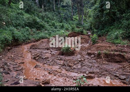 Illegal artisanal gold mining in Ethiopia, Africa Stock Photo