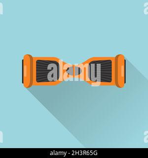 Flat style gyroscooter icon. Balancing board icon with long shadow. Stock Vector
