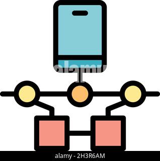 Smartphone remote access icon. Outline smartphone remote access vector icon color flat isolated Stock Vector