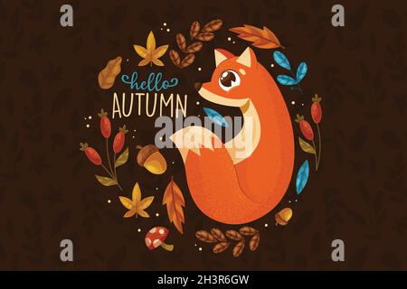 flat  autumn background vector design illustration Stock Vector