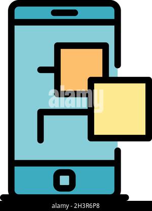 Smartphone scheme remote access icon. Outline smartphone scheme remote access vector icon color flat isolated Stock Vector