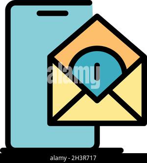 Smartphone mail remote access icon. Outline smartphone mail remote access vector icon color flat isolated Stock Vector