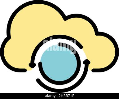 Cloud data remote access icon. Outline cloud data remote access vector icon color flat isolated Stock Vector