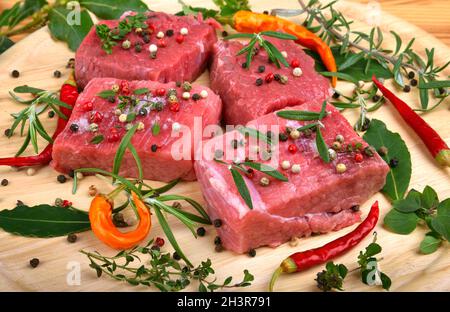Fresh raw beef meat close up Stock Photo