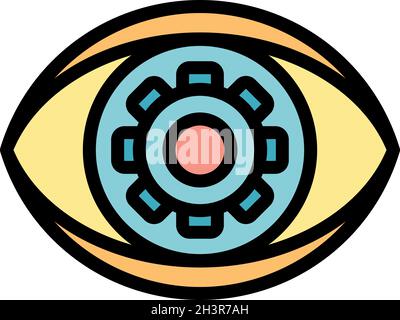 Eye scan remote access icon. Outline eye scan remote access vector icon color flat isolated Stock Vector