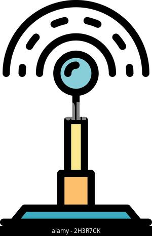 Tower remote access icon. Outline tower remote access vector icon color flat isolated Stock Vector