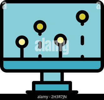 Update operating system icon. Outline update operating system vector icon color flat isolated Stock Vector