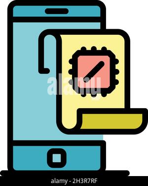 Smartphone operating system icon. Outline smartphone operating system vector icon color flat isolated Stock Vector