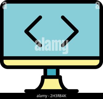 Operating system programming icon. Outline operating system programming vector icon color flat isolated Stock Vector