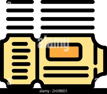 Bus ticket pack icon. Outline bus ticket pack vector icon color flat isolated Stock Vector