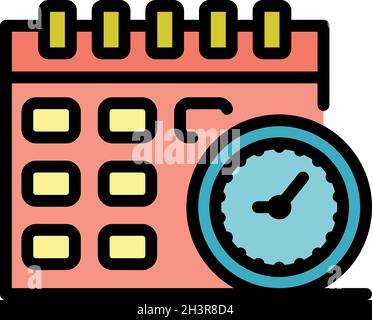 Operating system update calendar icon. Outline operating system update calendar vector icon color flat isolated Stock Vector