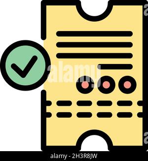 Approved bus ticket icon. Outline approved bus ticket vector icon color flat isolated Stock Vector