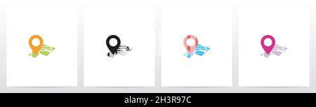 Location Pin On Letter Logo Design F Stock Vector