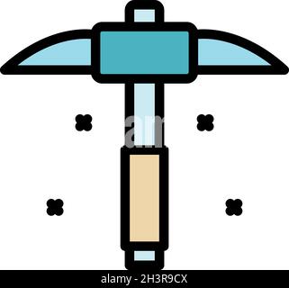 Hand pick axe icon. Outline hand pick axe vector icon color flat isolated Stock Vector
