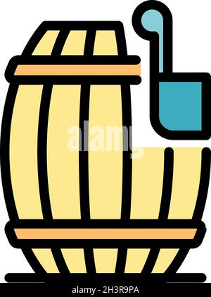 Blacksmith wood barrel icon. Outline blacksmith wood barrel vector icon color flat isolated Stock Vector