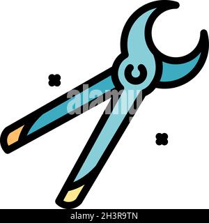 Blacksmith pliers icon. Outline blacksmith pliers vector icon color flat isolated Stock Vector