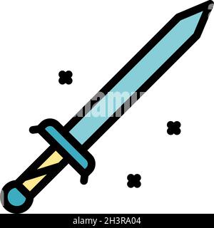Blacksmith sword icon. Outline blacksmith sword vector icon color flat isolated Stock Vector