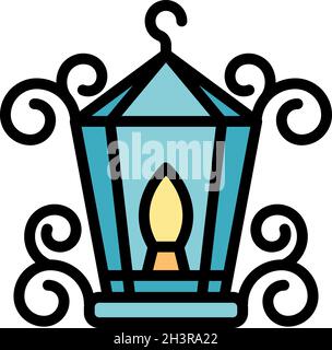 Blacksmith metal lamp icon. Outline blacksmith metal lamp vector icon color flat isolated Stock Vector