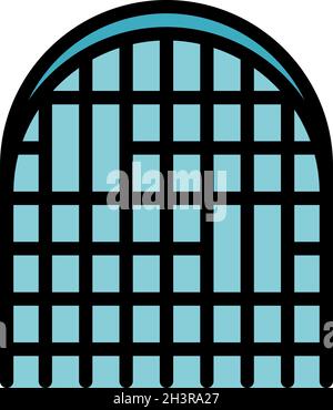 Blacksmith castle gate icon. Outline blacksmith castle gate vector icon color flat isolated Stock Vector