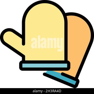 Blacksmith gloves icon. Outline blacksmith gloves vector icon color flat isolated Stock Vector