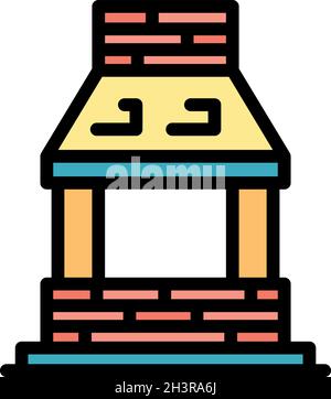 Blacksmith brick oven icon. Outline blacksmith brick oven vector icon color flat isolated Stock Vector