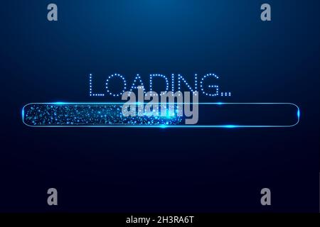 Loading bar, low poly style banner. Abstract modern vector illustration on blue background. Stock Vector
