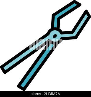 Blacksmith pliers tool icon. Outline blacksmith pliers tool vector icon color flat isolated Stock Vector