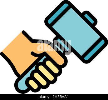 Blacksmith sledgehammer icon. Outline blacksmith sledgehammer vector icon color flat isolated Stock Vector