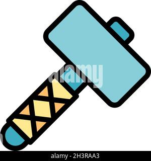 Sledgehammer icon. Outline sledgehammer vector icon color flat isolated Stock Vector
