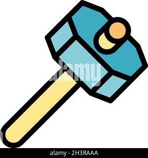 Blacksmith sledge hammer icon. Outline blacksmith sledge hammer vector icon color flat isolated Stock Vector