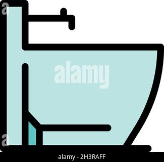 Bidet icon. Outline bidet vector icon color flat isolated Stock Vector