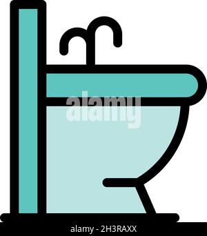 Shower bidet icon. Outline shower bidet vector icon color flat isolated Stock Vector