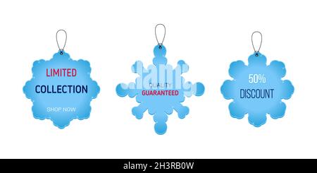 Winter shopping sale, discount labels, tags. Vector illustration of design for shop, store, posters, flyers, banners, web design. Stock Vector