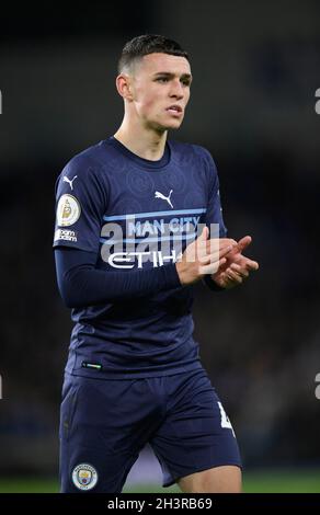 Manchester City's Phil Foden during the game at the Amex Stadium, Brighton. Picture Credit : © Mark Pain / Alamy