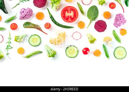 Fresh vegetables, shot from the top on a white background with copy space Stock Photo
