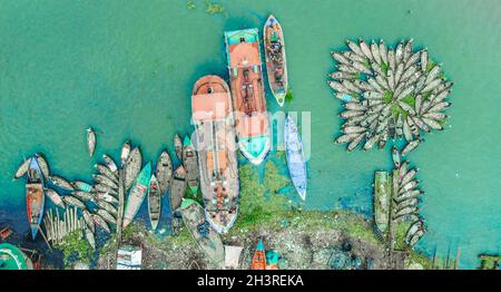 Dhaka, Bangladesh. 30th Oct, 2021. The Central Dockyard in the city where Hundreds of Ships, Boats are constructed situated in Dhaka River Port, Bangladesh (Credit Image: © Mustasinur Rahman Alvi/ZUMA Press Wire) Stock Photo
