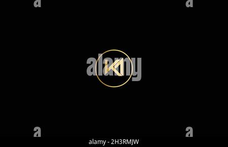 LETTERS KM LOGO DESIGN WITH NEGATIVE SPACE EFFECT FOR ILLUSTRATION USE Stock Vector