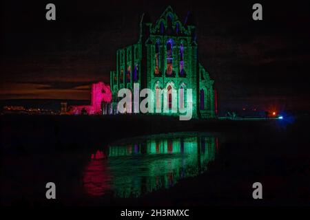 Whitby Abbey Illuminations Stock Photo