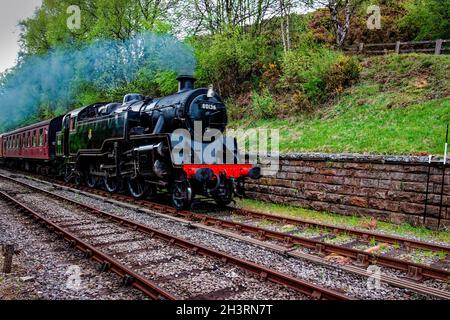 Goathland Station and Steam Engines On The North Yorkshire Moors Railway Stock Photo