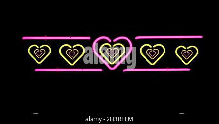 Neon Sign Vintage Neon Sign Pink Hearts Stock Photo