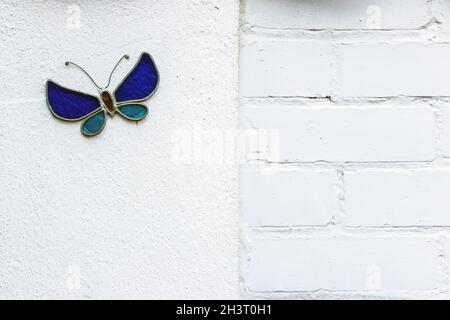 on white painted brick wall Stock Photo