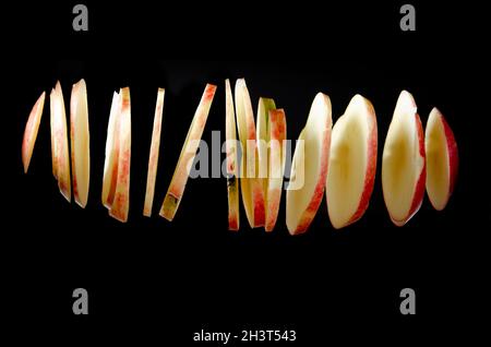 Floating Honeycrisp Apple Slices Levitation Photography Stock Photo