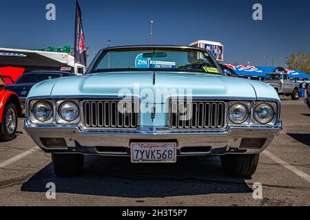 Reno, NV - August 4, 2021: 1970 Oldsmobile Cutlass Convertible at a local car show. Stock Photo